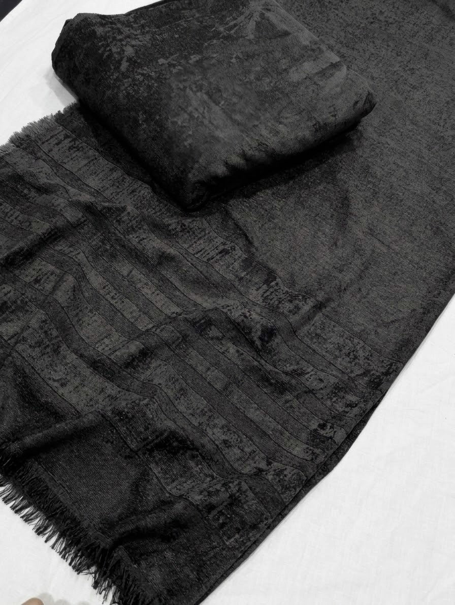 3PC SWEET LEATHER VELVET EXPORT QUALITY WINTER COLLECTION (JET BLACK)