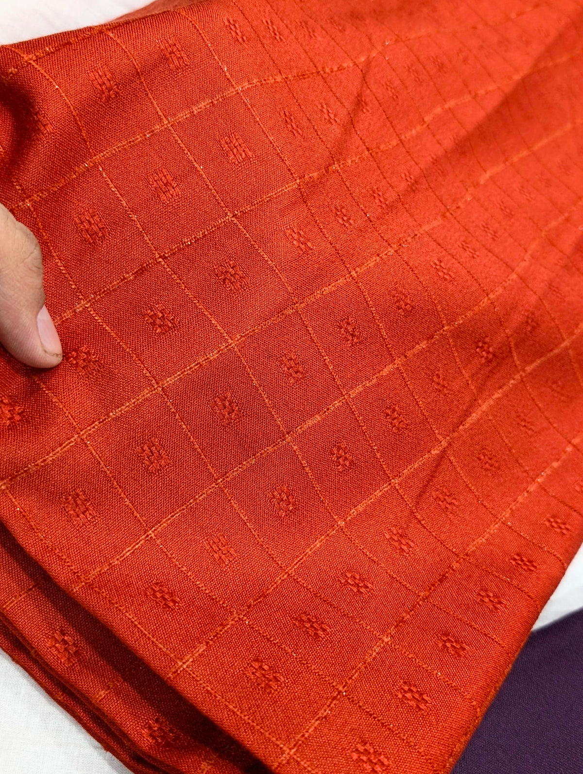 2PC MARINA SELF EMBOSSED DESIGN WITH HIGH QUALITY PLAIN MARINA TROUSER (RUST )
