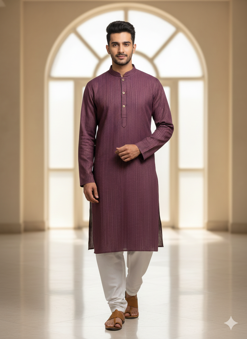 MENS KURTA SHALWAR UNSTITCHED PREMIUM QUALITY SUMMER COOL COTTON (PURPLE MAJANDA)