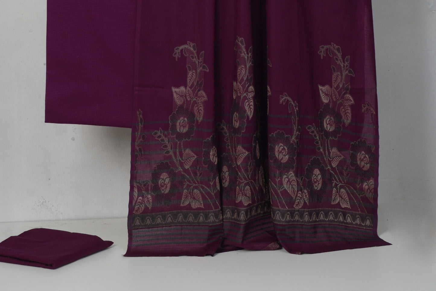 3PC BANA DORA LAWN WITH NEW BANARSI JAQUARD PREMIUM QUALITY DUPATA (3BN00MRG) PURPLE