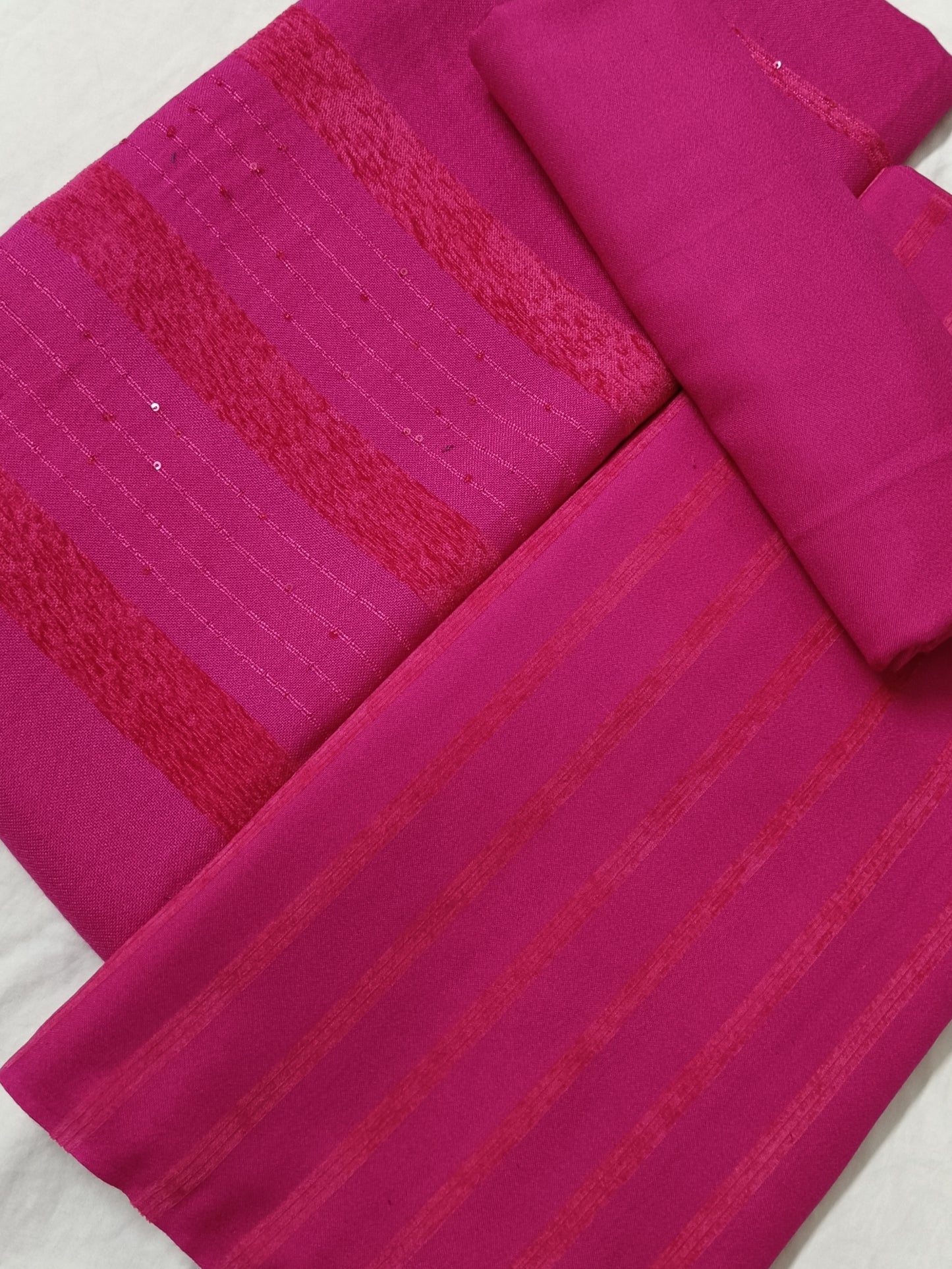 ALPINE VELVET DHANAK MARINA WITH SEQUENCE VELVET SHAWL 3PC LUXURY WINTER COLLECTION SHOCKING PINK COLOR (AVD00PK)