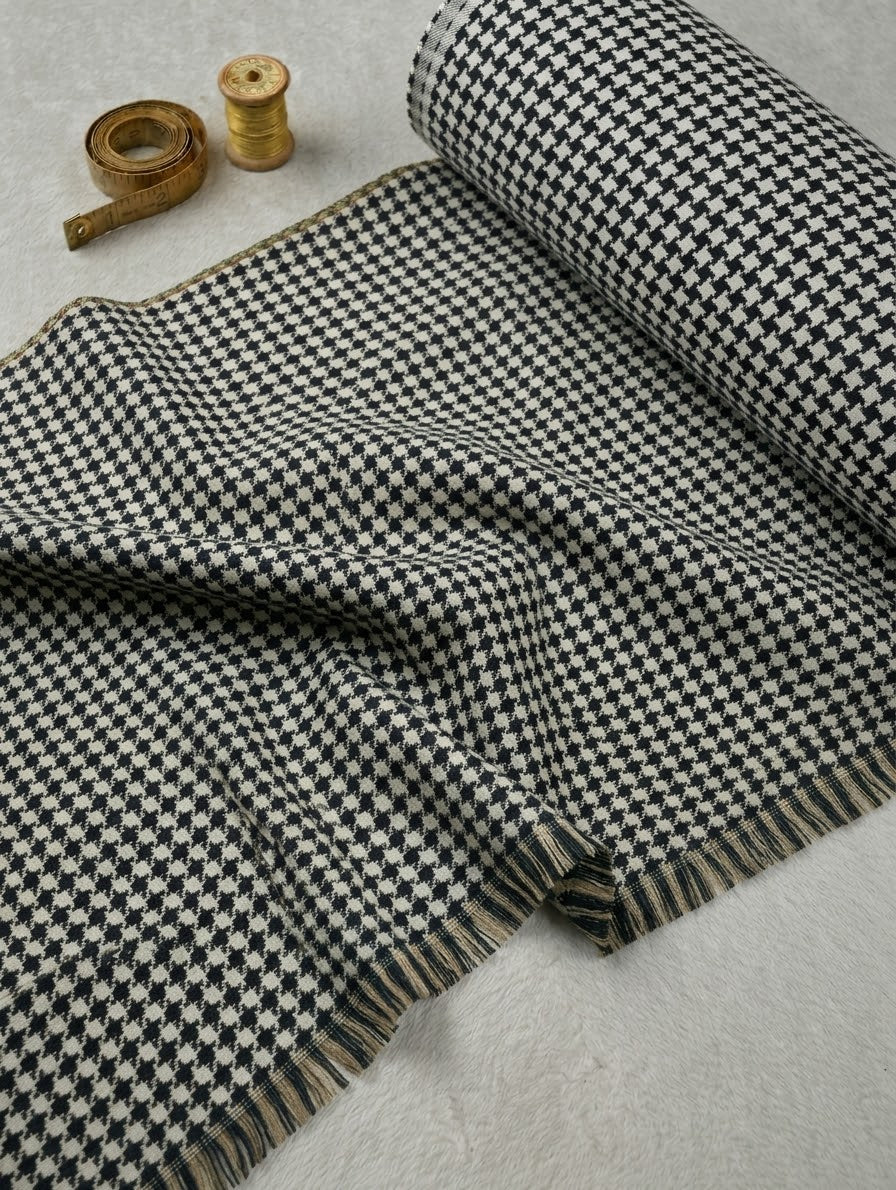 WOOL MARINA CHECK 2PC (BLACK & WHITE) SAME SHIRT TROUSER