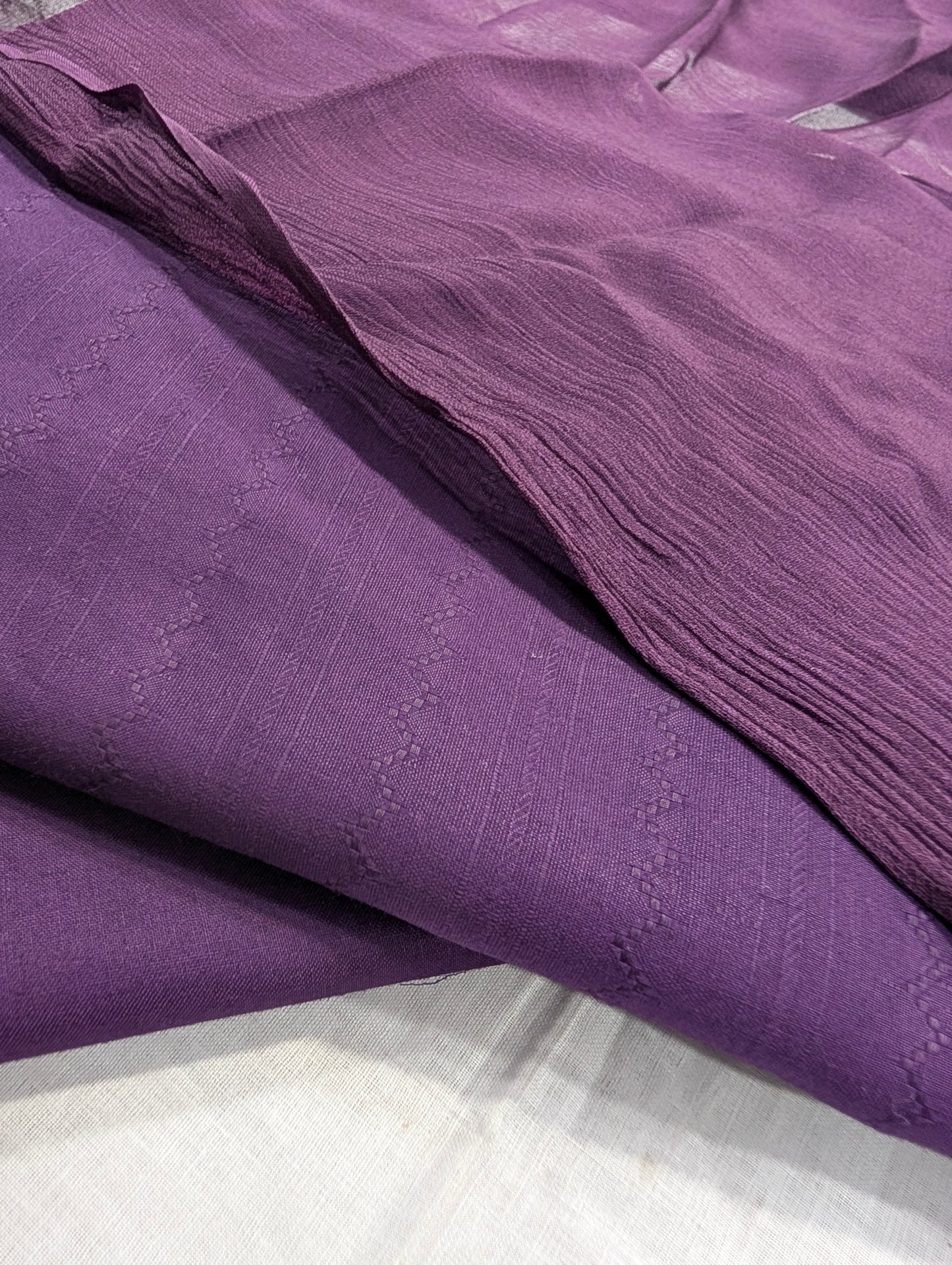 3PC SELF PRINTED LAWN PREMIUM QUALITY WITH 100 % PURE SHAFOON DUPATTA (3SLS00PR) DARK PURPLE