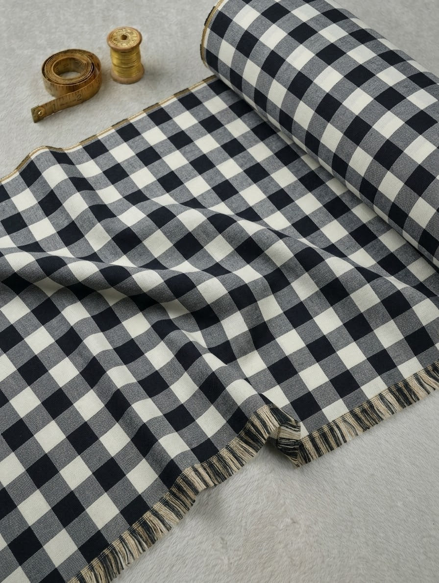 2PC 100% PURE ACRYLIC WOOL STUFF LUXURIOUS WINTER COLLECTION (BOXY BLACK & WHITE)