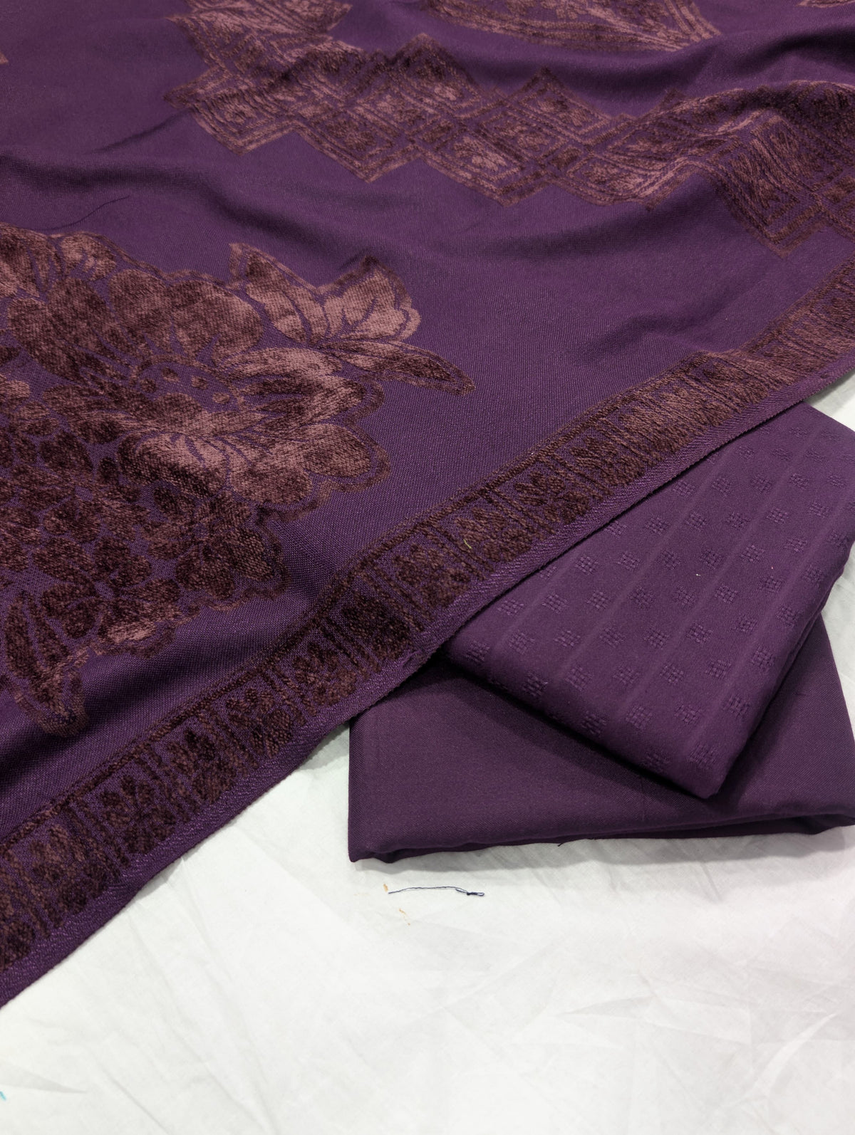 3PC MARINA SELF EMBOSSED DESIGN WITH HIGH QUALITY RICH VELVET WOOL SHAWL LUXURIOUS WINTER COLLECTION 2026