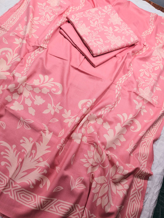 3PC MARINA LAKHANI PRINTED SUIT PREMIUM WINTER COLLECTION (TEA PINK)