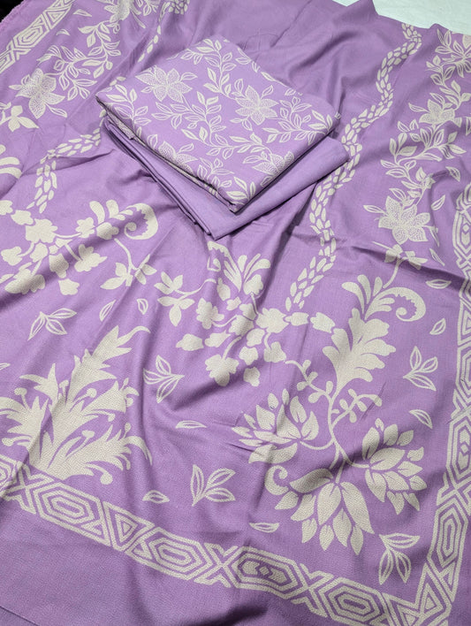 3PC MARINA LAKHANI PRINTED SUIT PREMIUM WINTER COLLECTION (PURPLE LILAC ) BEAUTY