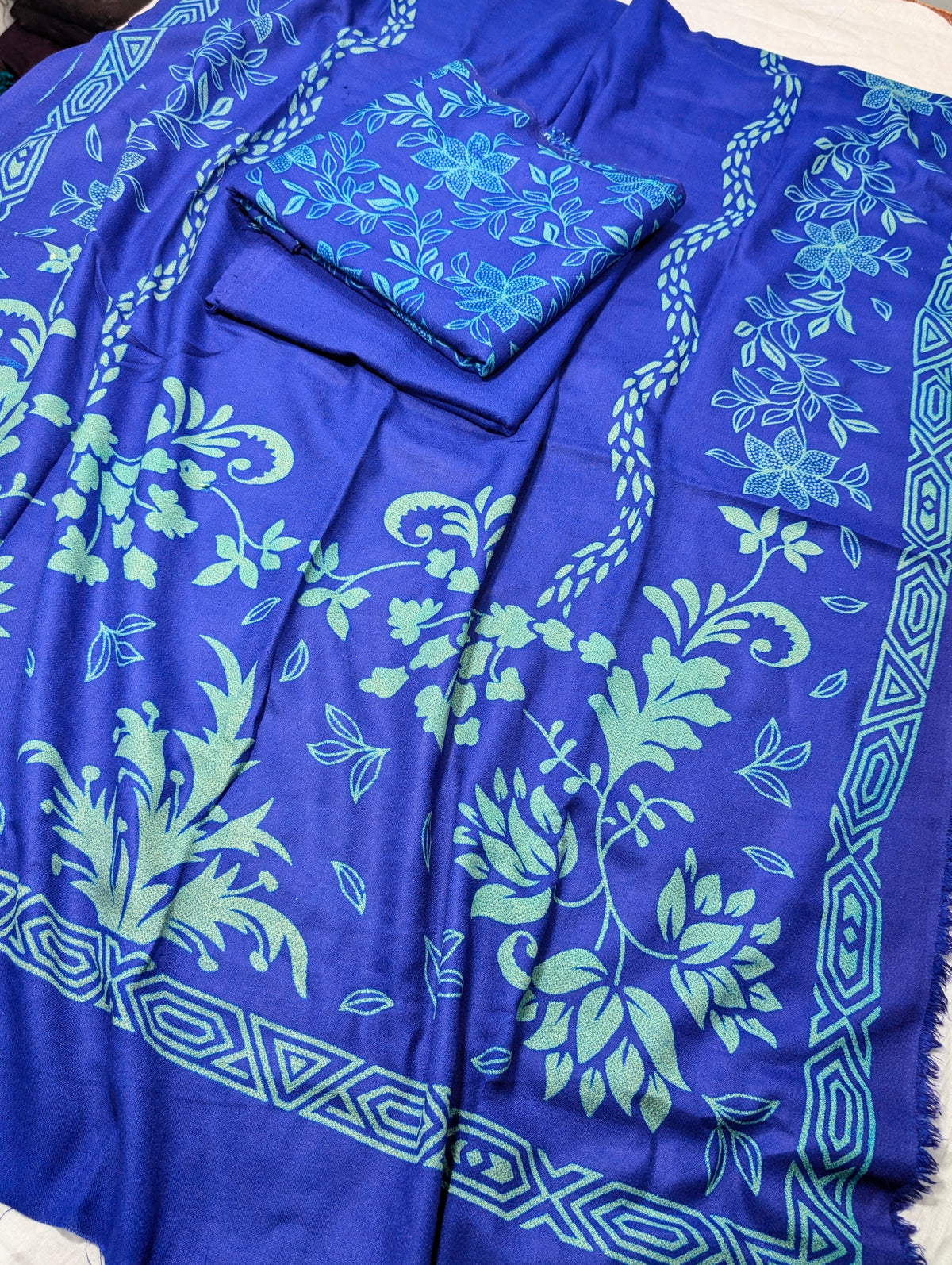 3PC MARINA LAKHANI PRINTED SUIT PREMIUM WINTER COLLECTION (ROYAL BLUE) HUGE DEMAND