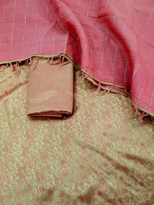 3PC SILK JAQUARD BANARSI LUXURY SUMMER COLLECTION 2026 ( MAHROON)