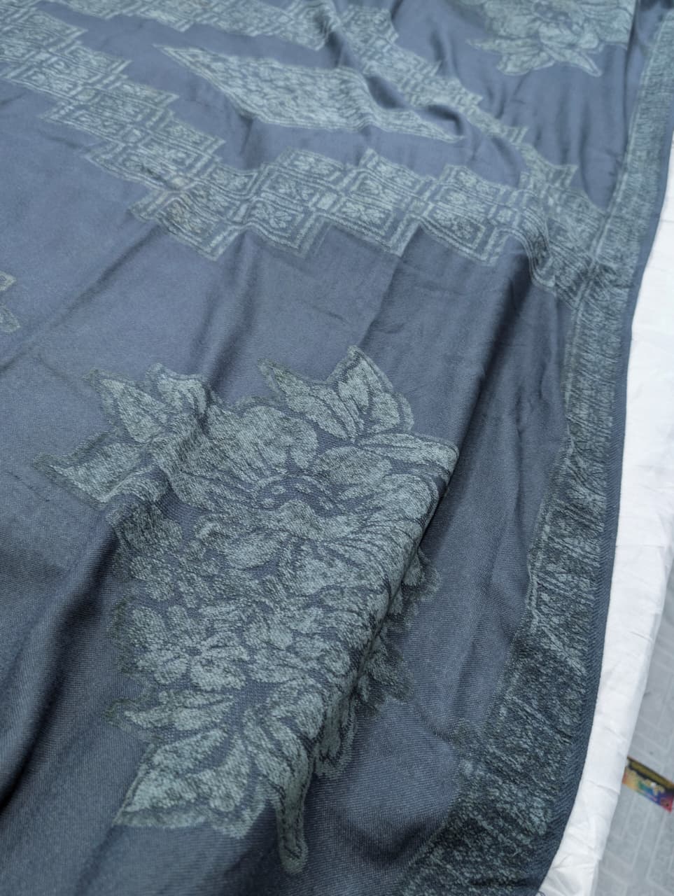 3PC MARINA SELF EMBOSSED WITH HIGH QUALITY RICH VELVET WOOL SHAWL LUXURIOUS WINTER COLLECTION (METAL GRAY)