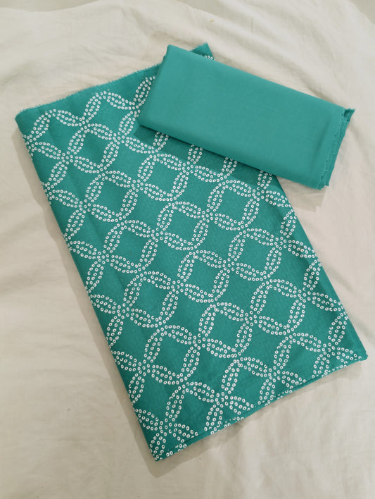 2PC MONO CHROME LAWN PRINT UNIQUE ARTICLE IN SUMMER COLLECTION 2026(SEA GREEN)