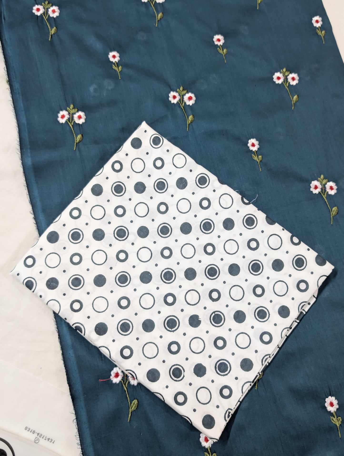 2PC EMBROIDERY LAWN WITH POLKA DOT PRINTED CAMBRIC TROUSER PREMIUM QUALITY SUMMER COLLECTION (EMBP00ZN)