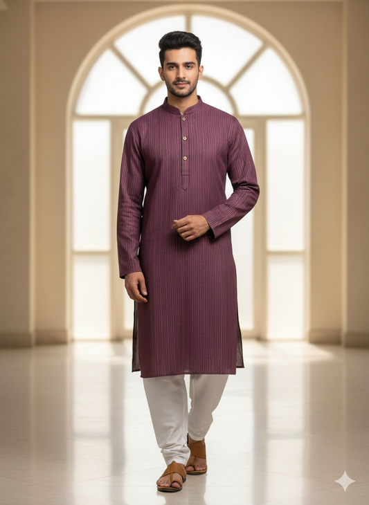 MENS KURTA SHALWAR UNSTITCHED PREMIUM QUALITY SUMMER COOL COTTON (PURPLE MAJANDA)