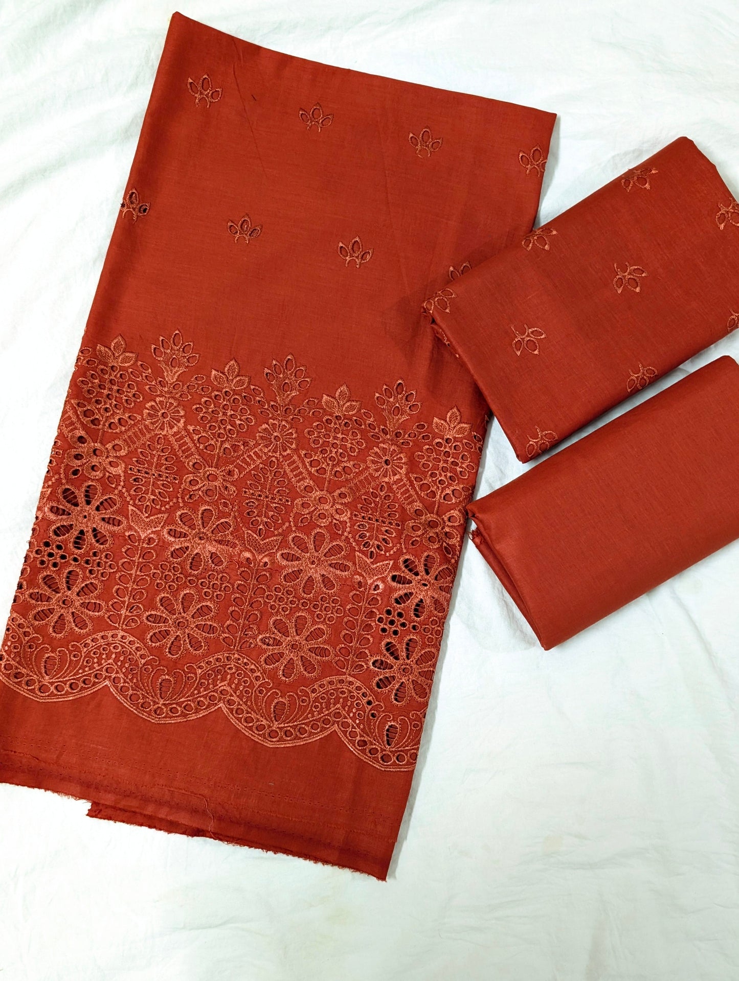 2PC LAWN CHICKEN BORING LUXURY SUMMER COLLECTION (RUST COLOR)