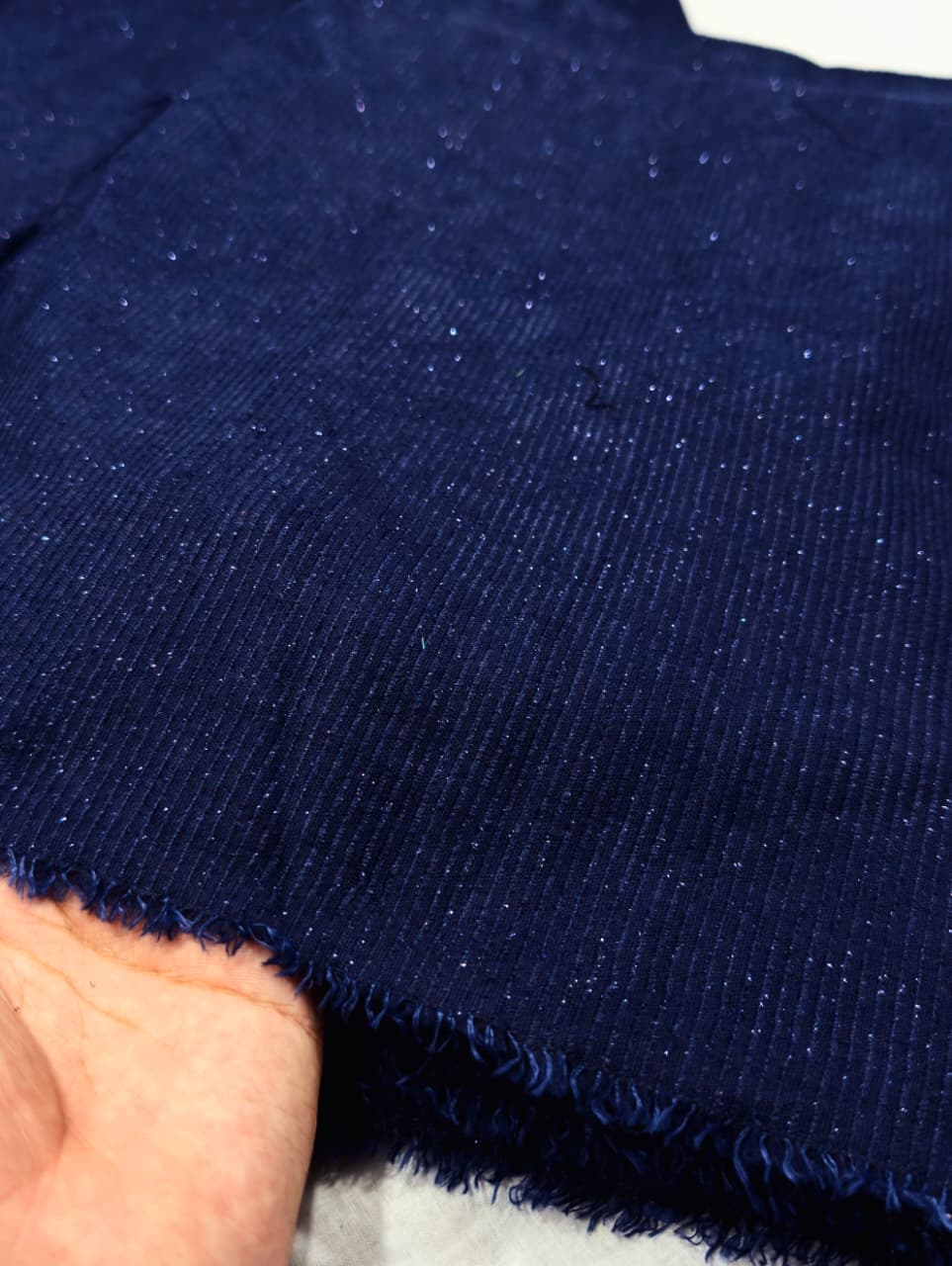 3PC PEACH WOOL VELVET WITH HIGH QUALITY CUT WORK DESIGN VELVET SHAWL EXPORT QUALITY WINTER COLLECTION (NEVYBLUE)