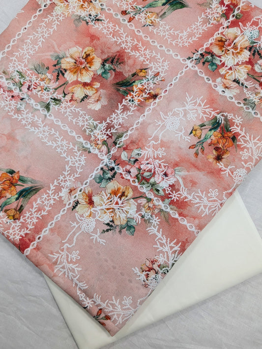 2PC PRINTED EMBROIDERY LAWN HIGH QUALITY PREMIUM COLLECTION (RB0001)