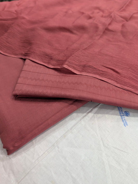 3PC SELF PRINTED LAWN PREMIUM QUALITY WITH 100 % PURE SHAFOON DUPATTA (3SLS00TP) TEA PINK