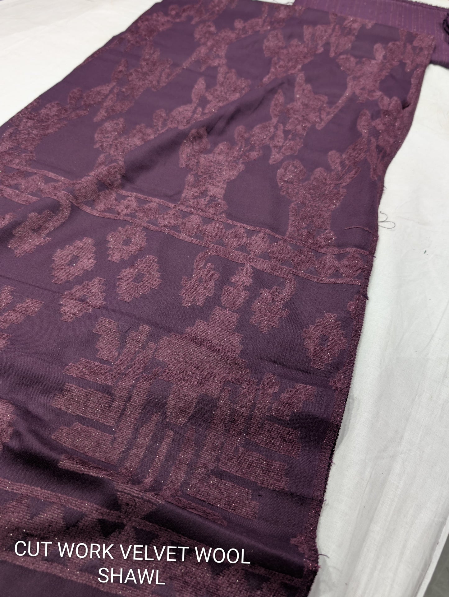 3PC CHAMKI VELVET MARINA WITH HIGH QUALITY CUT WORK DESIGN VELVET SHAWL PREMIUM WINTER COLLECTION (DARK PURPLE)
