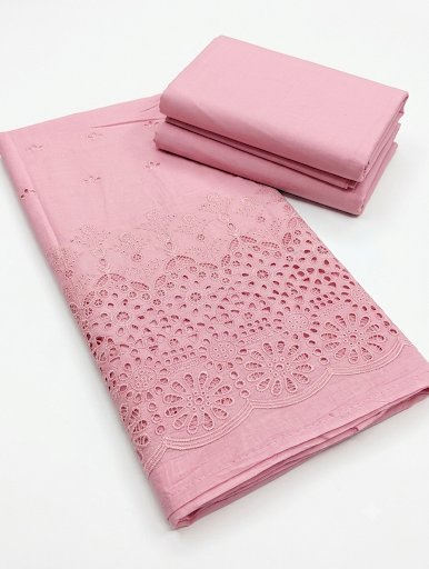 2PC LAWN CHICKEN EMBROIDED BORING LUXURY SUMMER COLLECTION (ROSE PINK)