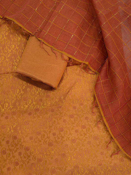 3PC SILK JAQUARD BANARSI LUXURY SUMMER COLLECTION 2026 ( COSMIC ORANGE)