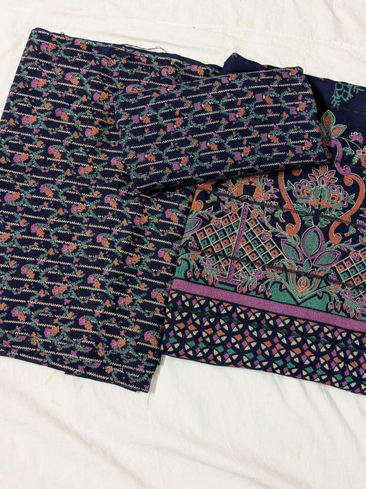 3PC MARINA PRINTED SUIT WINTER COLLECTION (NEVYBLUE COLOR)