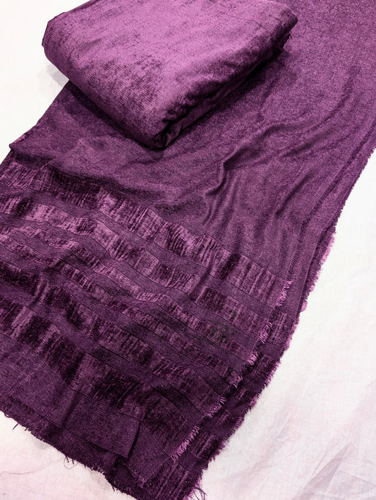 3PC SWEET LEATHER VELVET EXPORT QUALITY WINTER COLLECTION (DARK PURPLE)