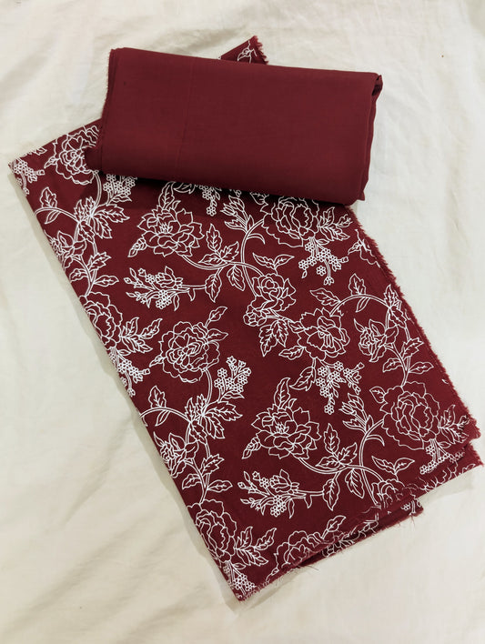 2PC MONO CHROME LAWN PRINT UNIQUE ARTICLE IN SUMMER COLLECTION 2026( MAHROON)