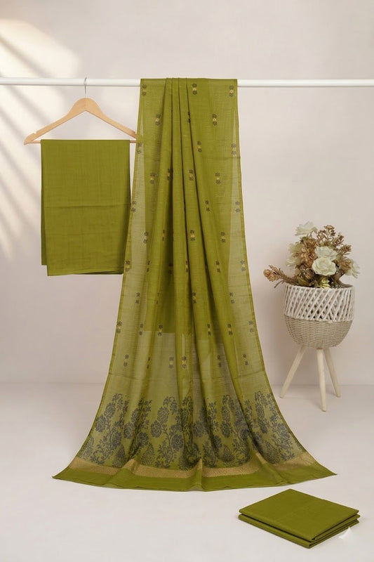 3PC BANA DORYA LAWN WITH NEW BANARSI JACQUARD PREMIUM QUALITY LAWN DUPATA (BND000PRT)