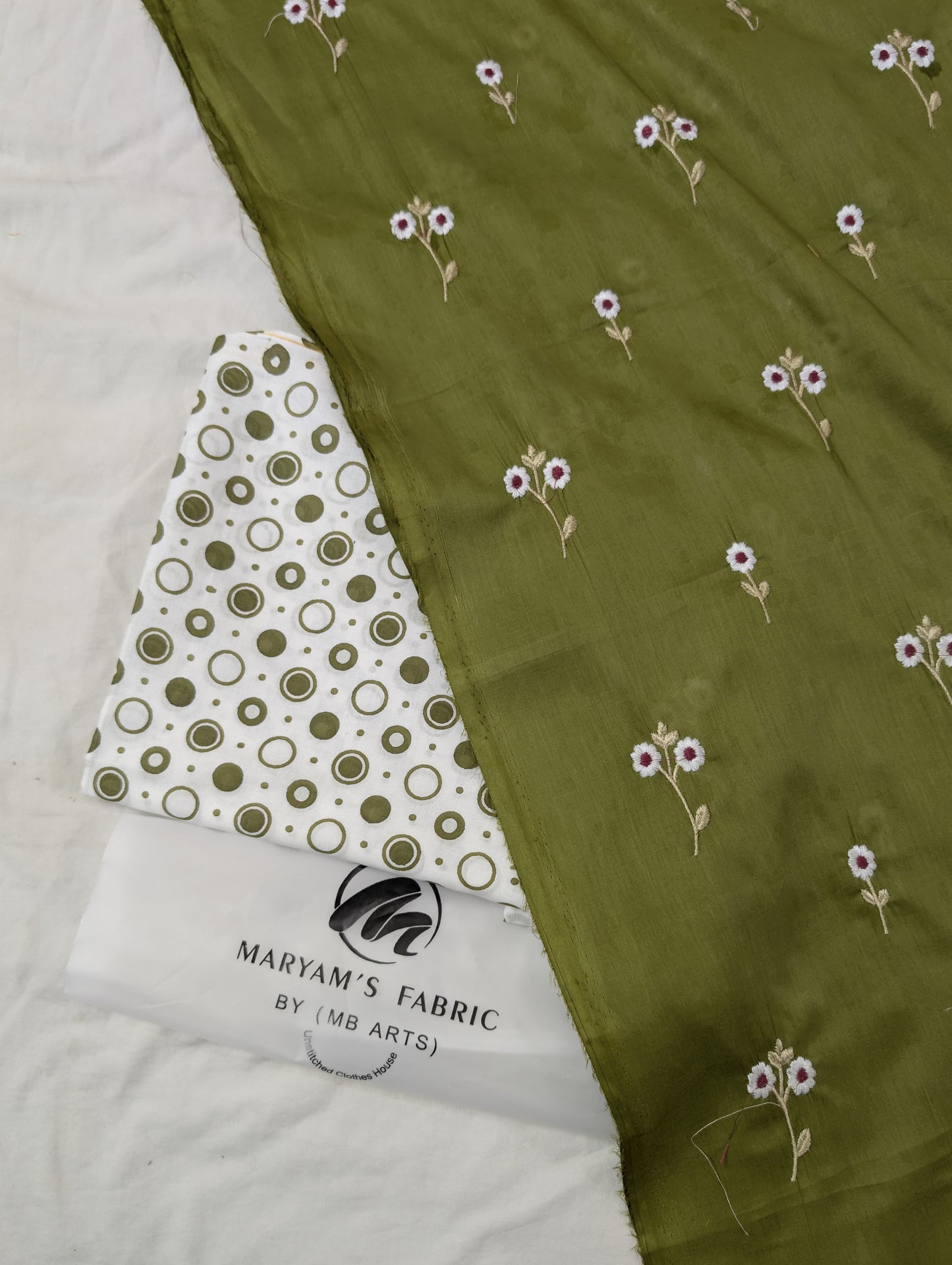 2PC EMBROIDERY LAWN WITH POLKA DOT PRINTED CAMBRIC TROUSER PREMIUM QUALITY SUMMER COLLECTION (EMBP00DW)