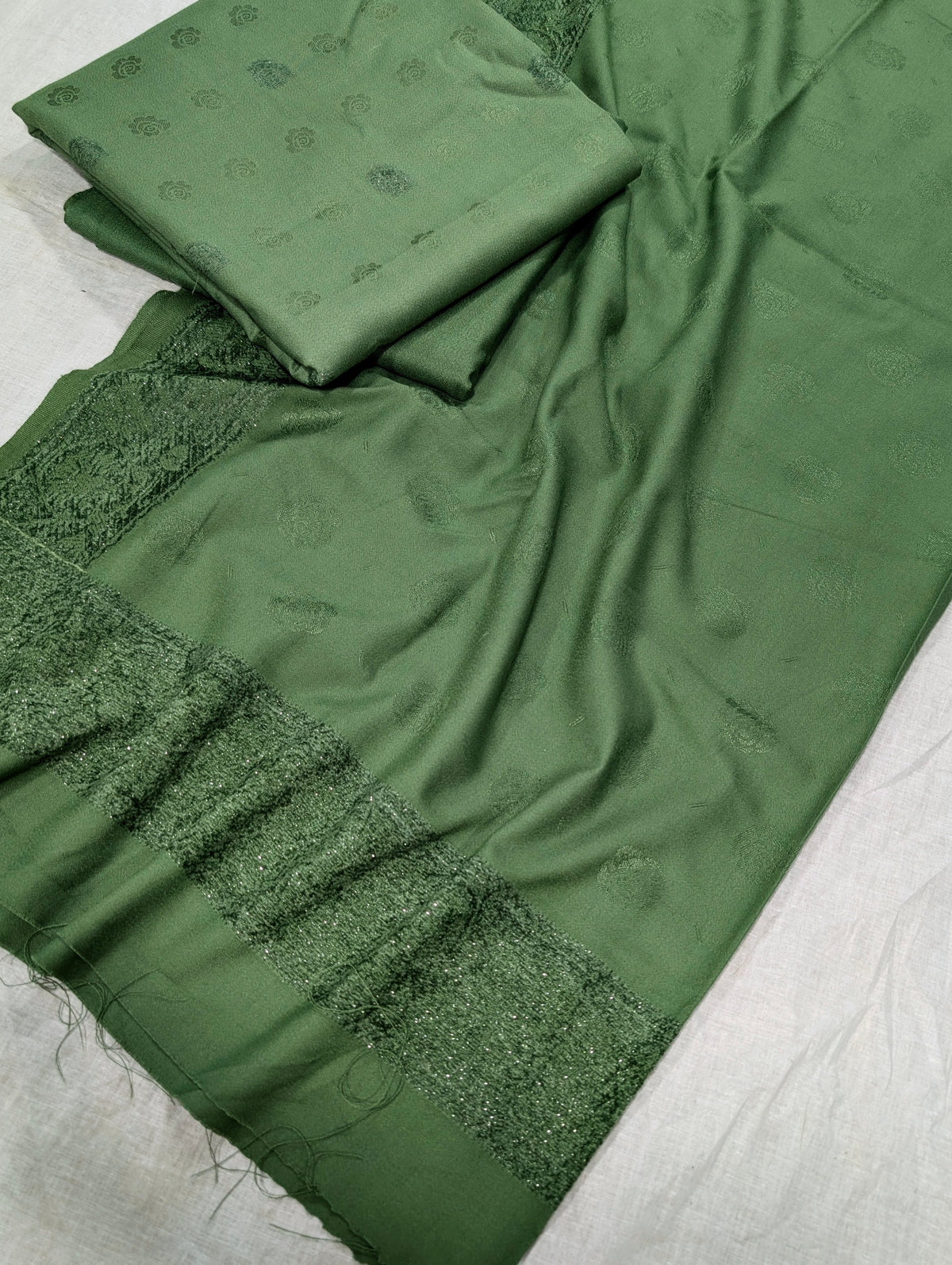 3PC KANI VELVET MARINA LUXURIOUS WINTER COLLECTION ( OLIVE GREEN)