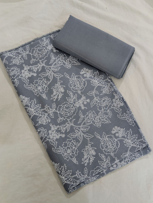2PC MONO CHROME LAWN PRINT UNIQUE ARTICLE IN SUMMER COLLECTION 2026 ( GRAY COLOR)