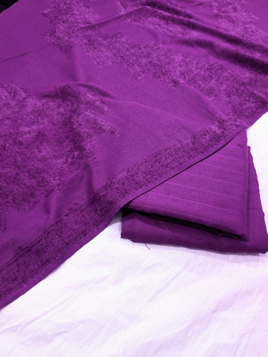 3PC MARINA SELF EMBOSSED WITH HIGH QUALITY RICH VELVET WOOL SHAWL LUXURIOUS WINTER COLLECTION (MAJANDA)