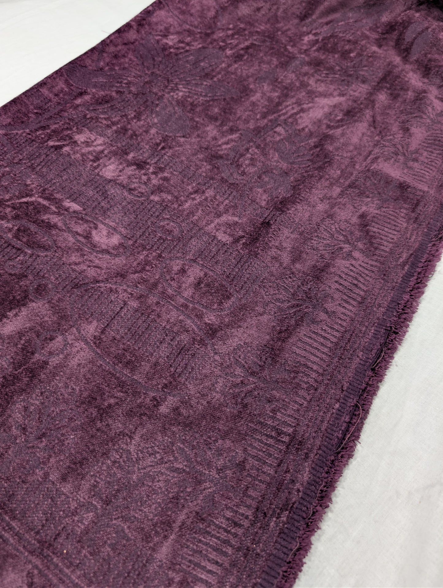 3PC PEACH LEATHER WITH HIGH QUALITY SELF DESIGN FLUFFY VELVET SHAWL EXPORT QUALITY WINTER COLLECTION (DARK PURPLE)