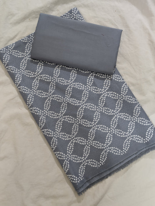 2PC MONO CHROME LAWN PRINT UNIQUE ARTICLE IN SUMMER COLLECTION 2016 ( GRAY)