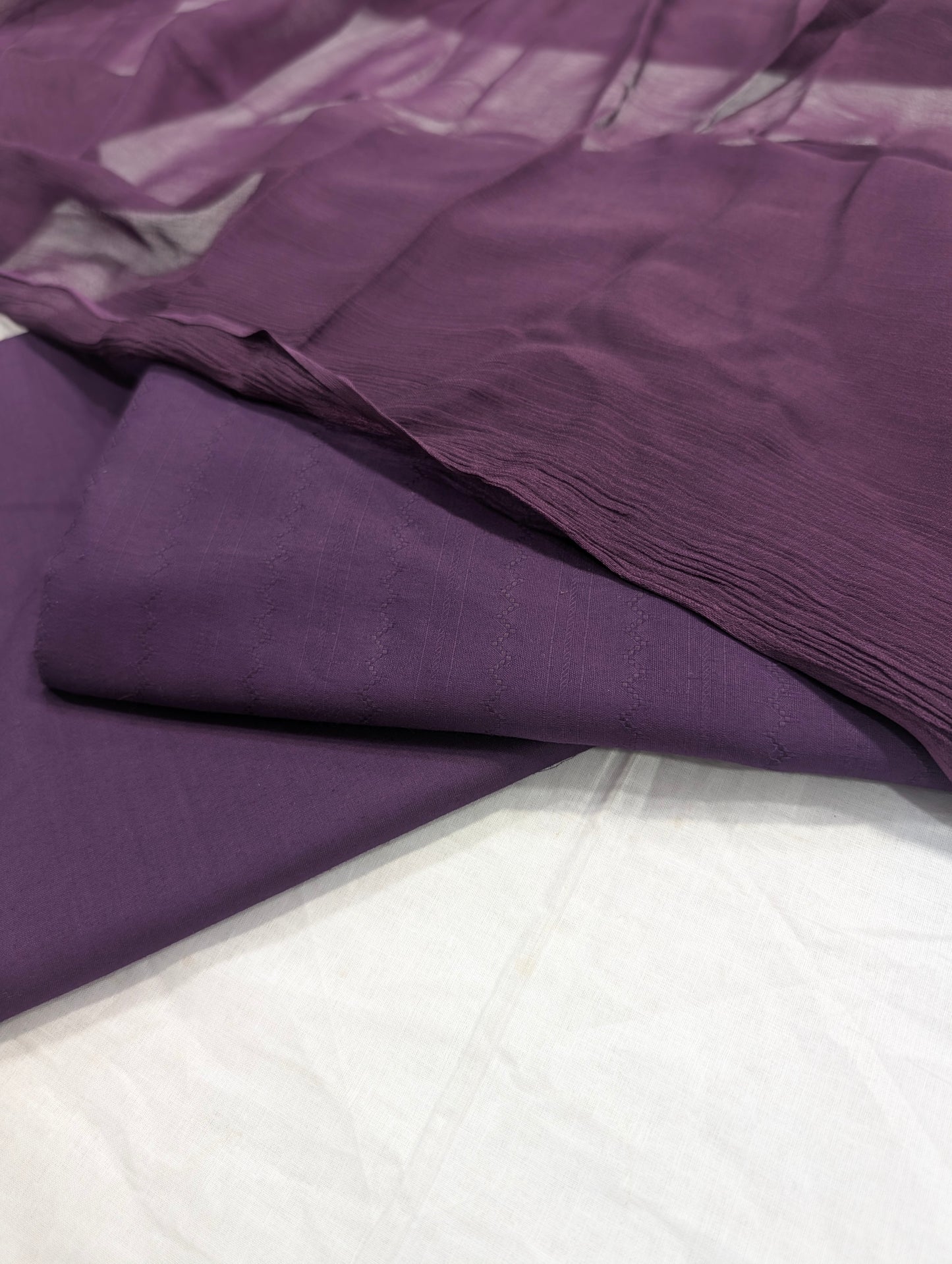 3PC SELF PRINTED LAWN PREMIUM QUALITY WITH 100 % PURE SHAFOON DUPATTA (3SLS00PR) DARK PURPLE