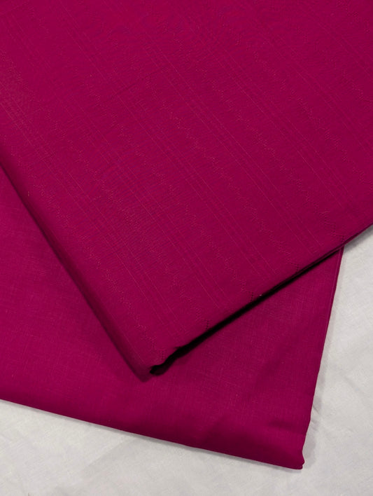2PC SELF JAQUARD LAWN PREMIUM QUALITY SUMMER COLLECTION (SHOCKING PINK)
