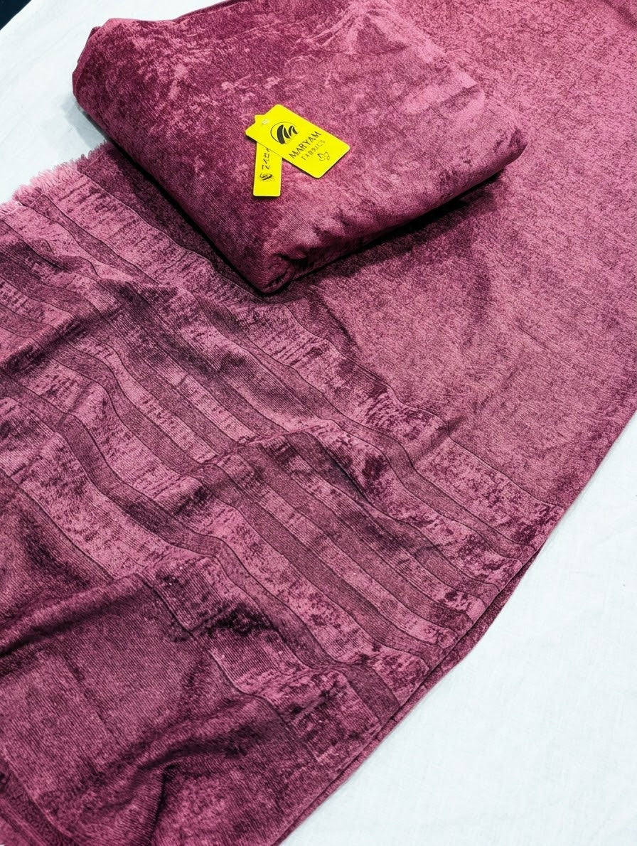 3PC SWEET LEATHER VELVET EXPORT QUALITY WINTER COLLECTION (ROSE PINK)