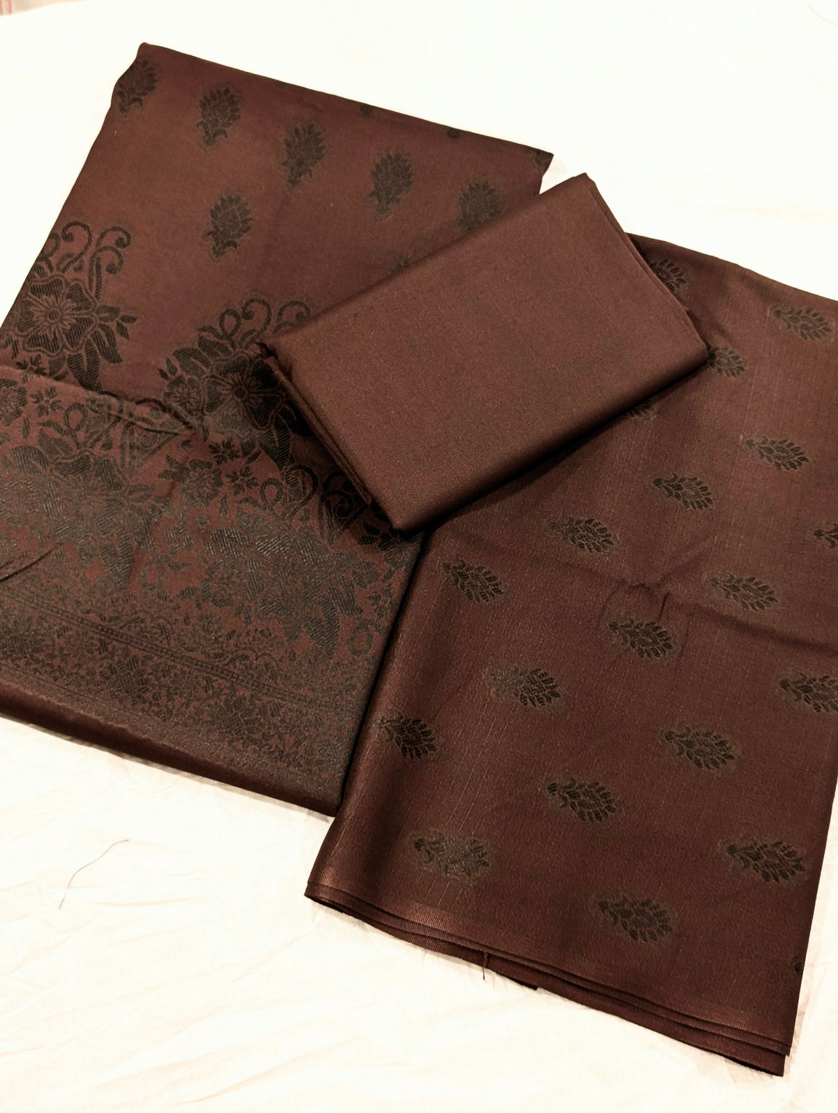 3PC MARINA MOTIF BROSHA VERY PREMIUM QUALITY WINTER COLLECTION (CHOCOLATE BROWN) FOR ONLY CASTUMAR DEMAND