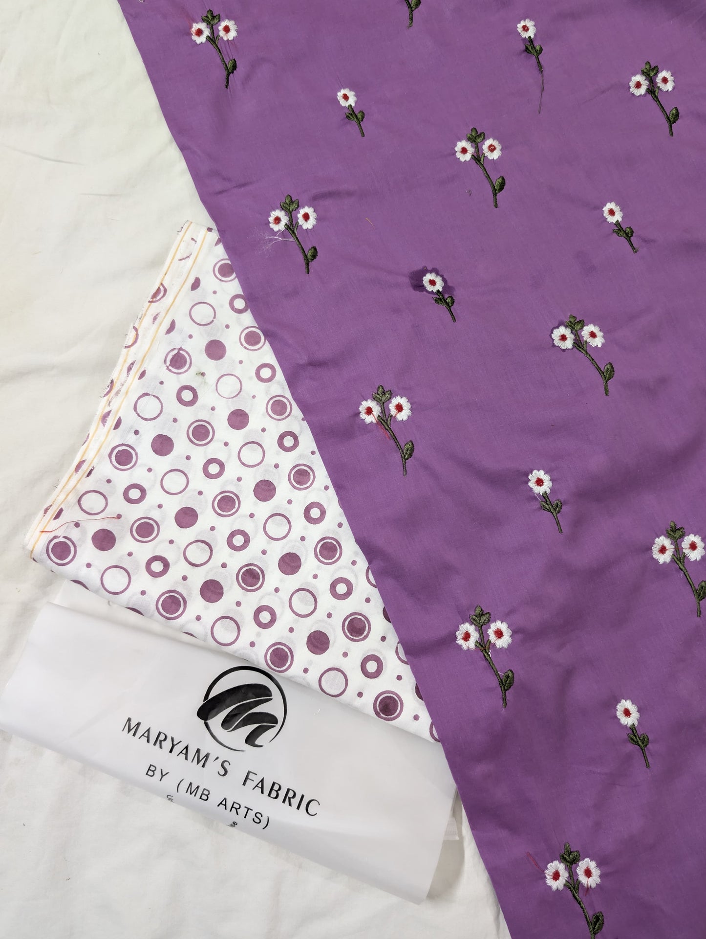2PC EMBROIDERY LAWN WITH POLKA DOT PRINTED CAMBRIC TROUSER PREMIUM QUALITY SUMMER COLLECTION (EMBP00FL)