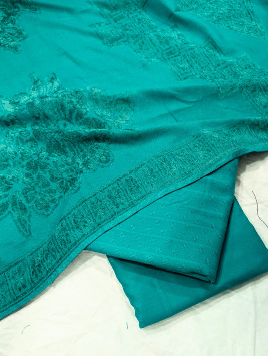 3PC MARINA SELF EMBOSSED WITH HIGH QUALITY RICH VELVET WOOL SHAWL LUXURIOUS WINTER COLLECTION (FEROZI)