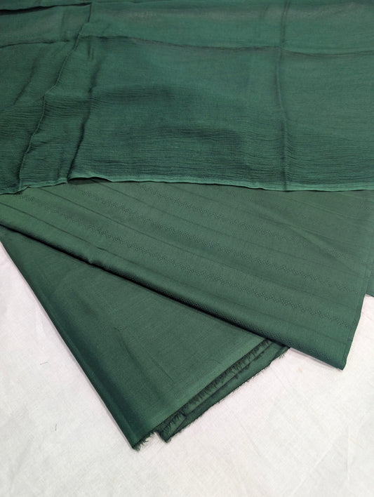3PC SELF PRINTED LAWN PREMIUM QUALITY WITH 100 % PURE SHAFOON DUPATTA.          ..( BOTTLE GREEN)