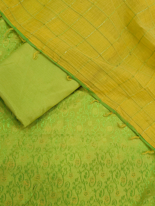 3PC SILK JAQUARD BANARSI LUXURY SUMMER COLLECTION 2026 ( PARROT GREEN)
