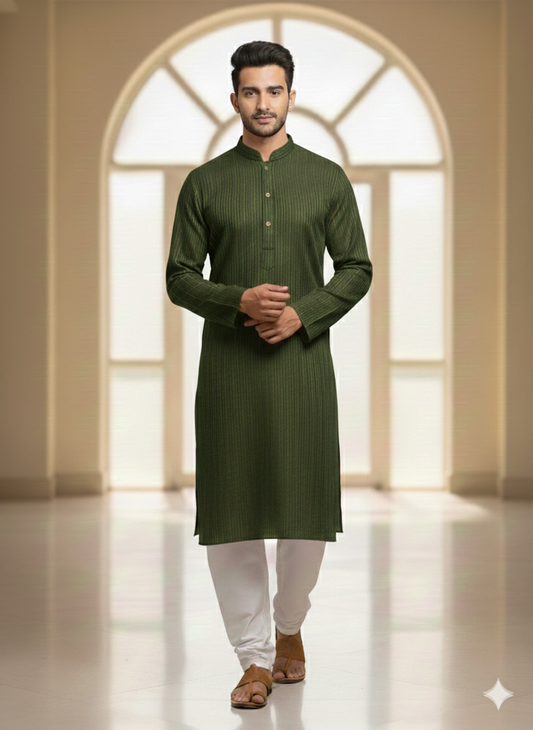 MENS KURTA SHALWAR UNSTITCHED PREMIUM QUALITY SUMMER COOL COTTON (CAMANDO GREEN)