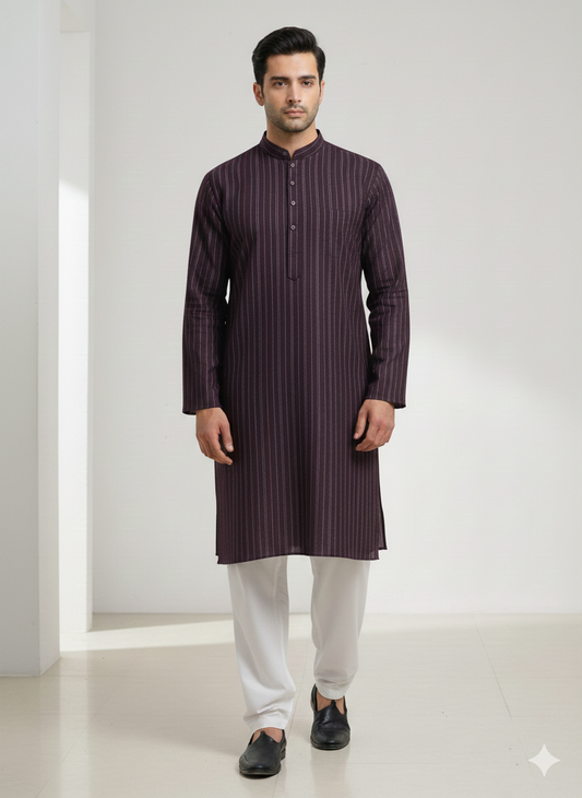 MENS KURTA SHALWAR UNSTITCHED PREMIUM QUALITY SUMMER COOL COTTON (DARK PURPLE)