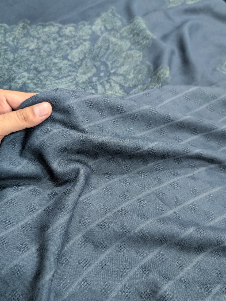 3PC MARINA SELF EMBOSSED WITH HIGH QUALITY RICH VELVET WOOL SHAWL LUXURIOUS WINTER COLLECTION (METAL GRAY)