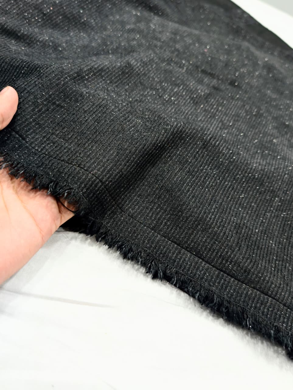 3PC PEACH WOOL VELVET WITH HIGH QUALITY CUT WORK DESIGN VELVET SHAWL EXPORT QUALITY WINTER COLLECTION (JET BLACK)