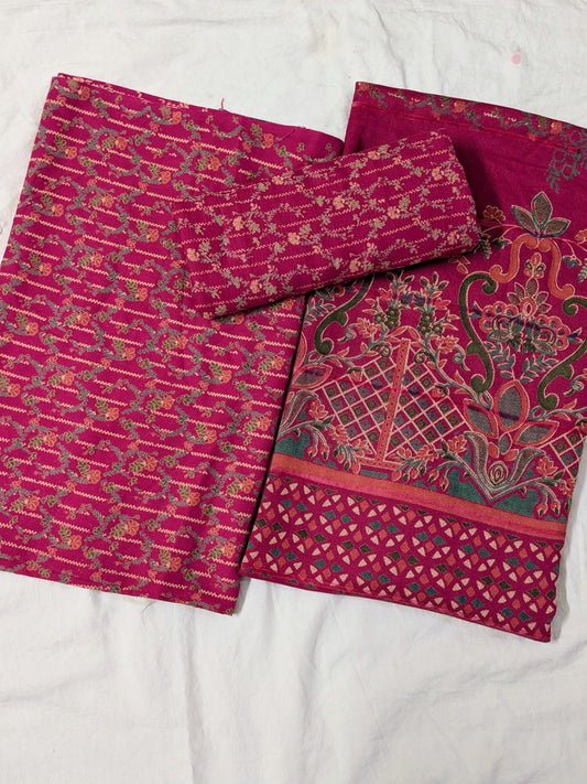 3PC MARINA PRINTED SUIT WINTER COLLECTION (SHOCKING PINK COLOR)