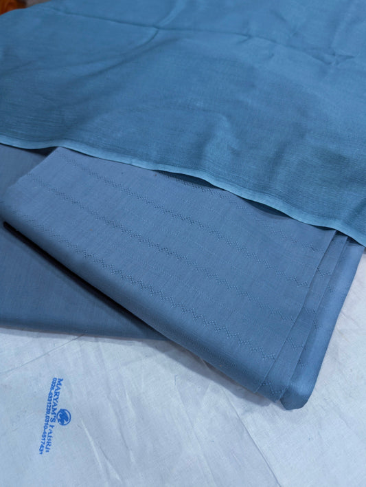 3PC SELF PRINTED LAWN PREMIUM QUALITY WITH 100 % PURE SHAFOON DUPATTA (3SLS00OC) OCEAN BLUE