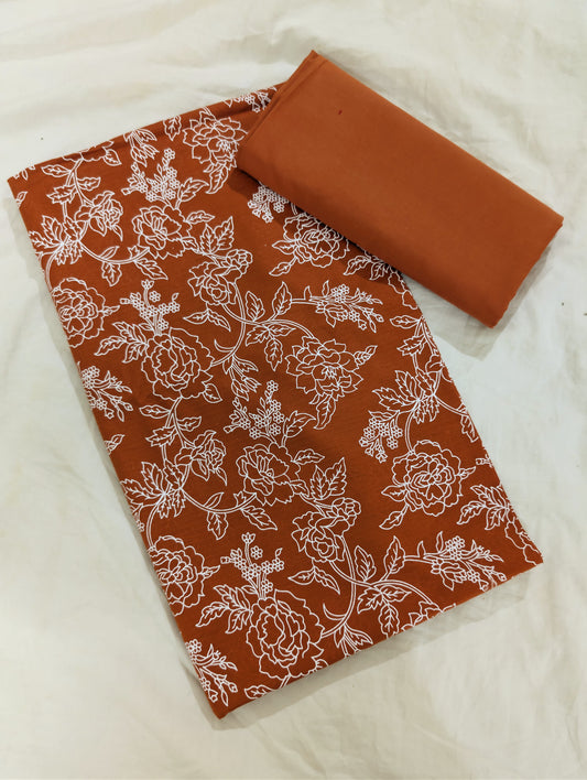 2PC MONO CHROME LAWN PRINT UNIQUE ARTICLE IN SUMMER COLLECTION 2026 ( COSMIC ORANGE)