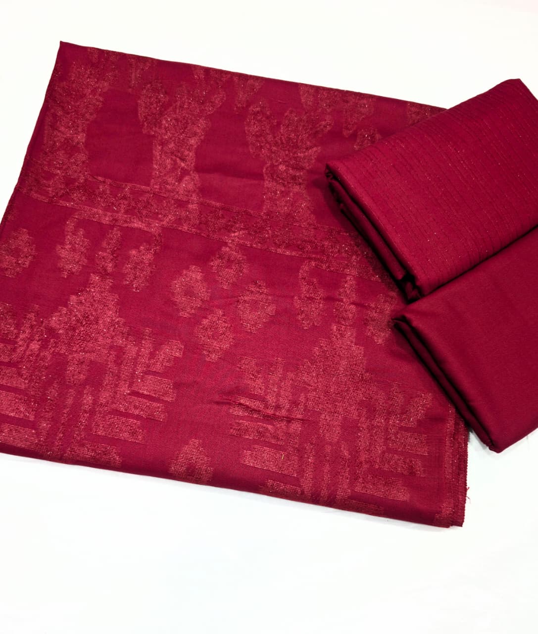 3PC CHAMKI VELVET MARINA WITH HIGH QUALITY CUT WORK DESIGN VELVET SHAWL PREMIUM QUALITY WINTER COLLECTION (MAHROON)